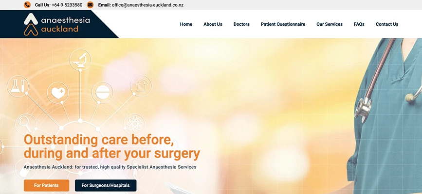 Screenshot of Anaesthesia Auckland