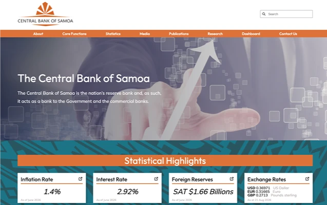 Screenshot of Central Bank of Samoa